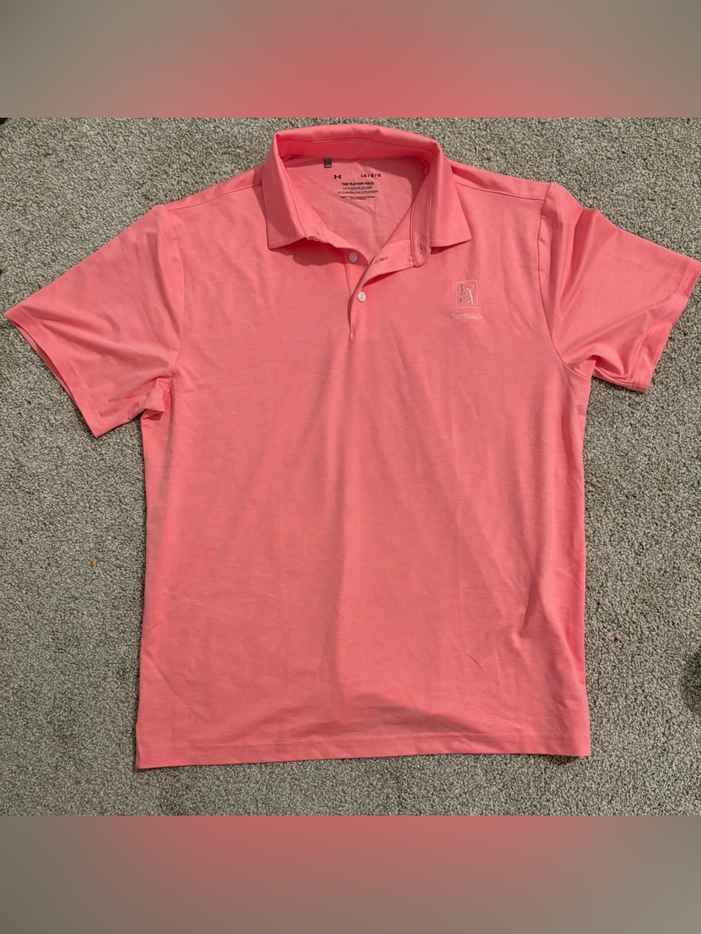 Under Armour Men’s TPC Scottsdale Coral Pink Polo Shirt
